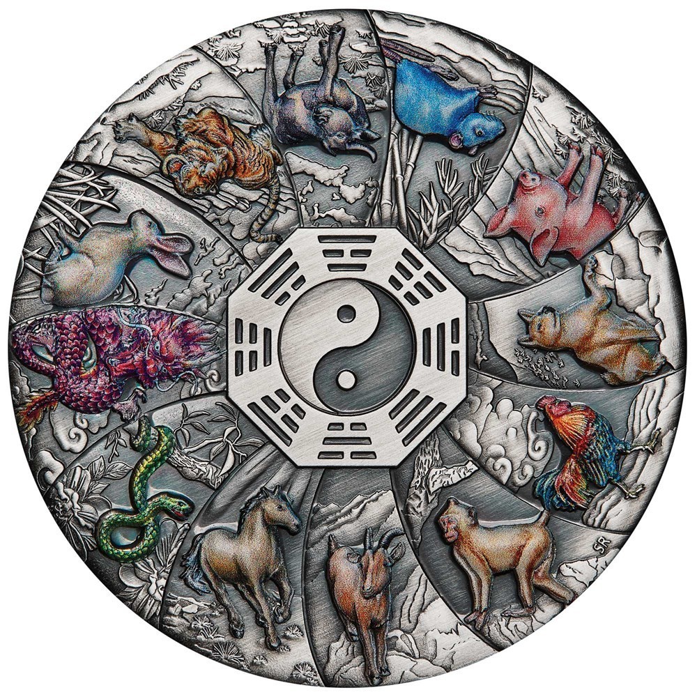 12 Lunar Animals - 5 Oz- stříbrná kolorovaná starožitná mince (dodání 28.9) 12 Lunar Animals - 5 Oz- stříbrná kolorovaná starožitná mince (dodání 28.9)