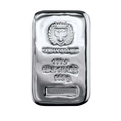 Germania Mint - 100g - sudraba investīciju stienis