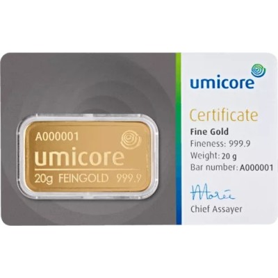 Umicore - 20g - investīciju zelta stieņi
