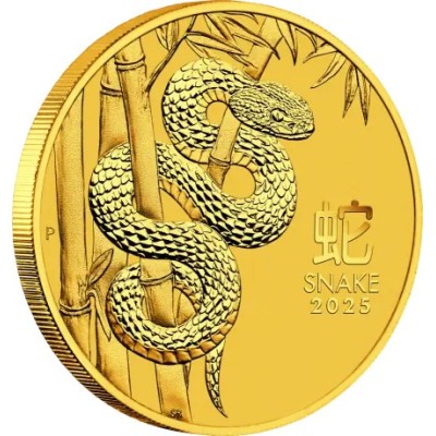 Mēness čūska 2025 - 1/4 Oz - zelta investīciju monēta