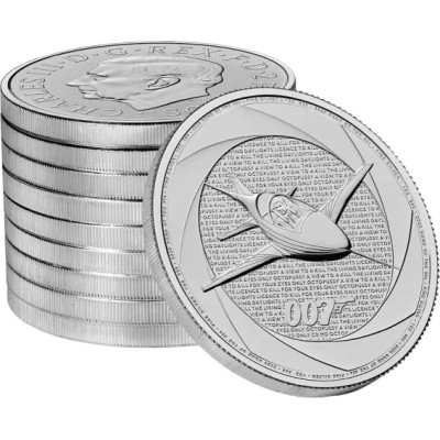Sešas 007 desmitgades (80. gadi) - Džeimss Bonds - 1 Oz - sudraba investīciju monēta