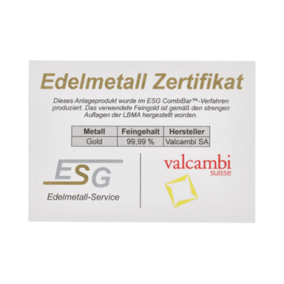 Zelta Combibarren Valcambi 10x1 g - investīciju zelta stieņi