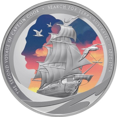 Kapteinis Kuks - Otrais ceļojums - 1 oz - sudraba kolekcijas monēta