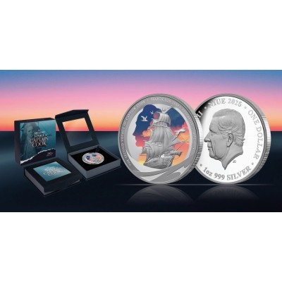Kapteinis Kuks - Otrais ceļojums - 1 oz - sudraba kolekcijas monēta