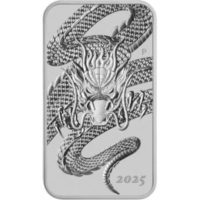 Pūķis Taisnstūra monēta (2025) - 1 Oz - Sudraba investīciju monēta