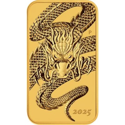 Pūķis Taisnstūra monēta (2025) - 1 Oz - Zelta monēta
