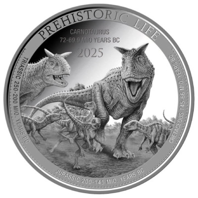 Carnotaurus (Prehistoric Life) 2025 - 1 Oz - Silver Investment Coin