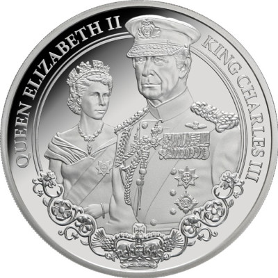 Karalis Čārlzs III un karaliene Elizabete II - 1 unces - sudraba monēta