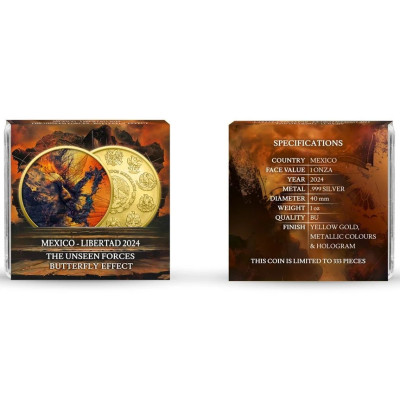 Meksika Libertad - Tauriņa efekts (2024) - 1 oz - Kolekcijas sudraba monēta