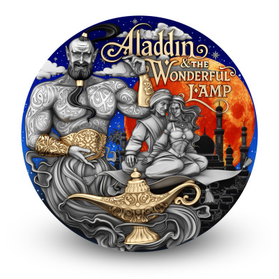 Aladins un burvju lampa - 2 unces - Kolekcijas sudraba...